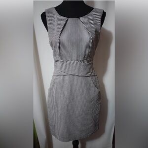 Teeze Me mini cocktail dress with pockets. Navy pinstripe. Junior size 11.